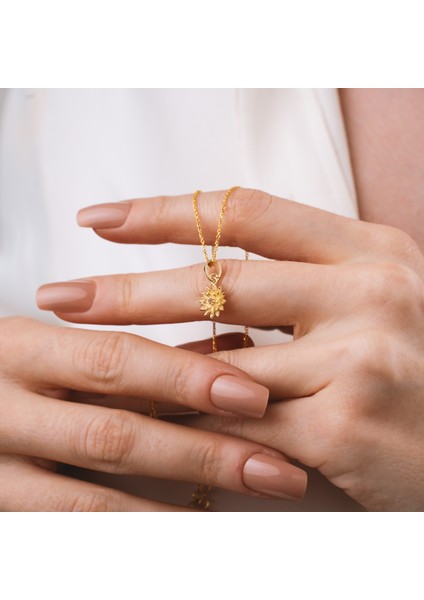 925 Ayar Gümüş Krizantem Çiçeği Kasım Ayı Minimal Doğum Taşı Kolyesi