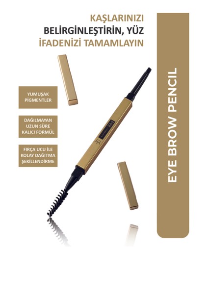 Eye Brow Pencil Fırçalı Yumuşak Uçlu Kaş Kalemi-Dark Brown-4