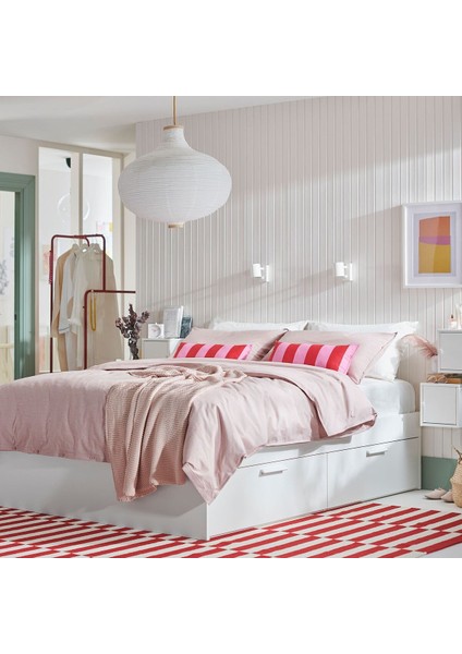 Çift Kişilik Baza, Beyaz, 180X200 Cm, 4 Çekmeceli fırsatları