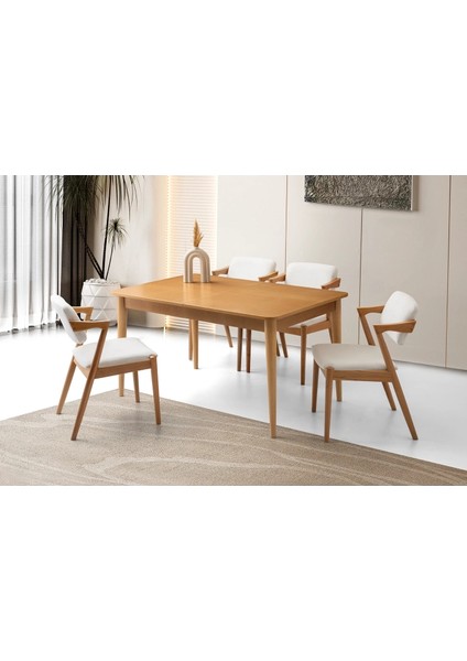 Naturel 4 Adet Rody Sandalye 130+30 Açılabilir Fidan Masa Takımı