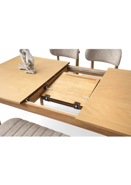 Mobilgen 4 Adet Nergis Sandalye - 1 Adet Deco Bench 140+30-90 Fidan Masa Takımı