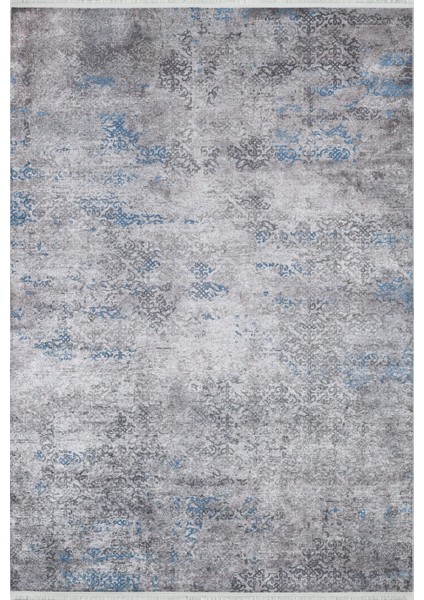 Ize Mavi Göbekli Etnik Modern Desenli Makinada Yıkanabilir Hav Toz Vermez Leke Tutmayan Kaymaz Taban Dijital Makine Baskı Salon Yolluk Mutfak Halı