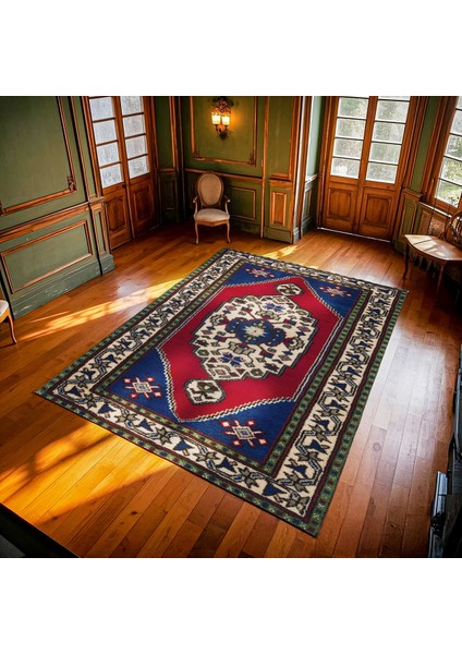 Mavi Madalyon Modern Etnik Desenli Halı | Makinada Yıkanabilir | Hav Toz Vermez | Leke Tutmayaz | Kaymaz Taban | Dijital Makine Baskı | Salon Yolluk Mutfak Halısı modelleri