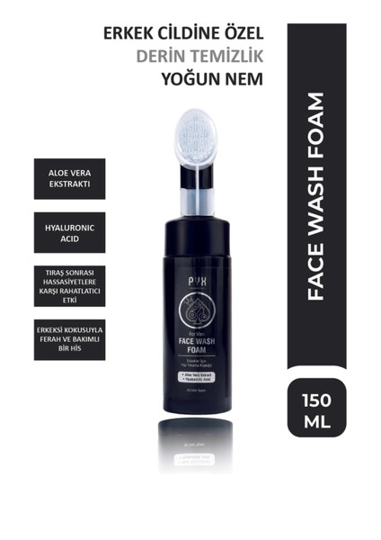 For Men Face Wash Foam, Erkekler Için Yüz Yıkama Köpüğü, Canlandırıcı Nemlendirici - Hyaluronic Acid