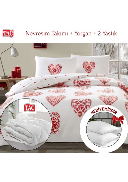 Cordelia Ranforce Çift Kişilik Kırmızı Nevresim Takımı Yorgan Yastık