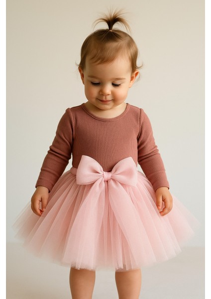 Kız Bebek Astarlı Önü Tokalı Beli Lastikli Kabarık Tütü Etek