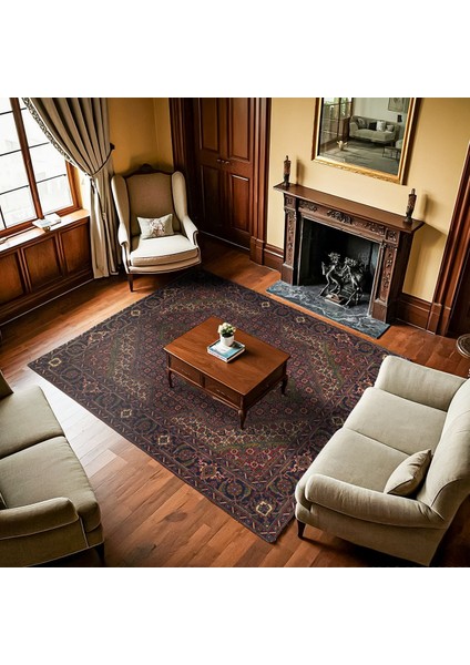 Bordo Madalyon Modern Etnik Desenli Halı | Makinada Yıkanabilir | Hav Toz Vermez | Leke Tutmayaz | Kaymaz Taban | Dijital Makine Baskı | Salon Yolluk Mutfak Halısı fiyatları