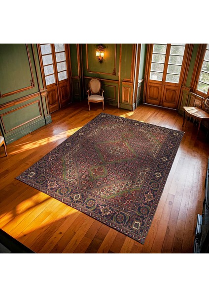 Bordo Madalyon Modern Etnik Desenli Halı | Makinada Yıkanabilir | Hav Toz Vermez | Leke Tutmayaz | Kaymaz Taban | Dijital Makine Baskı | Salon Yolluk Mutfak Halısı modelleri