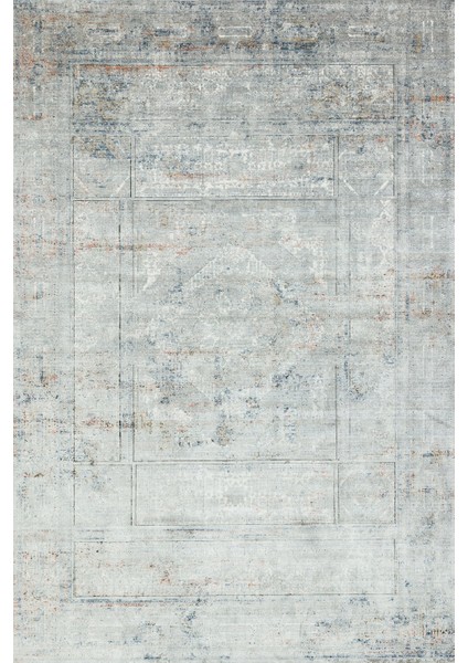 Gri Göbekli Modern Etnik Desenli Halı | Makinada Yıkanabilir | Hav Toz Vermez | Leke Tutmayaz | Kaymaz Taban | Dijital Makine Baskı | Salon Yolluk Mutfak Halısı