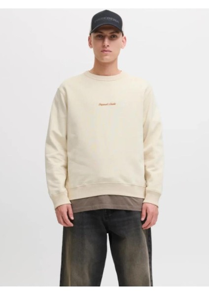 Jack&jones 12282893 Jornorrebro Emb Sweat Antıque Whıte Erkek Sweatshirt