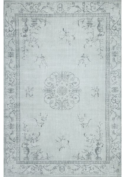 Gri Göbekli Modern Etnik Desenli Halı | Makinada Yıkanabilir | Hav Toz Vermez | Leke Tutmayaz | Kaymaz Taban | Dijital Makine Baskı | Salon Yolluk Mutfak Halısı