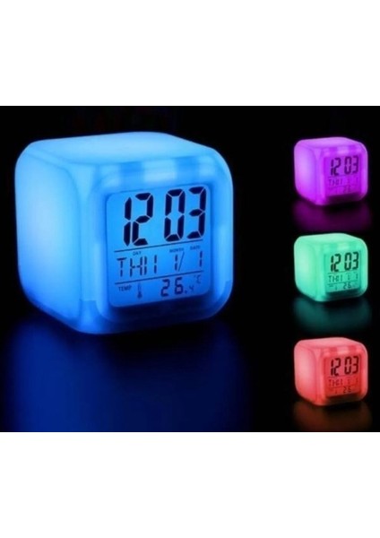 Küp Renk Değiştiren Masa Saati