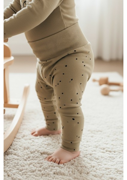 Yüksek Bel Pantolon Bebek Cosmos Haki Organik Pamuk modelleri