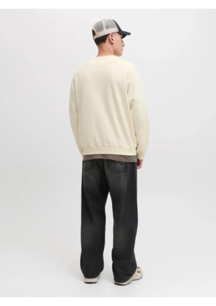 Jack&jones 12282893 Jornorrebro Emb Sweat Antıque Whıte Erkek Sweatshirt modelleri