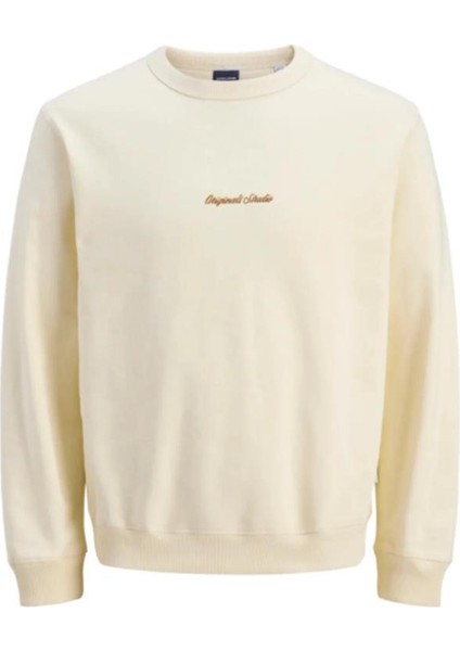 Jack&jones 12282893 Jornorrebro Emb Sweat Antıque Whıte Erkek Sweatshirt fırsatları
