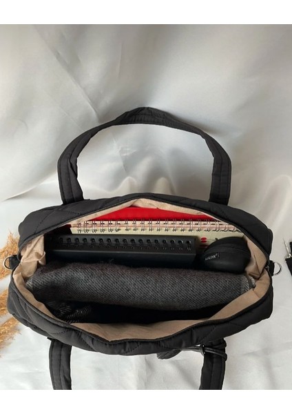 Siyah Renk Büyük Boy Paraşüt Kumaş Cüzdanlı Çapraz Askılı Çanta