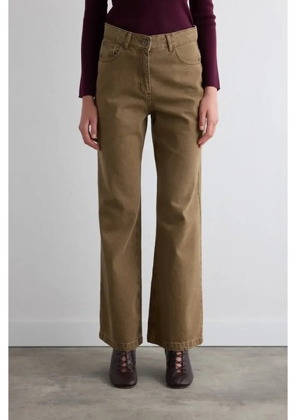 Wıde Leg Denim Pantolon - Kahverengi modelleri