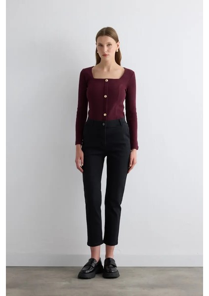 Denim Mom Pantolon - Siyah