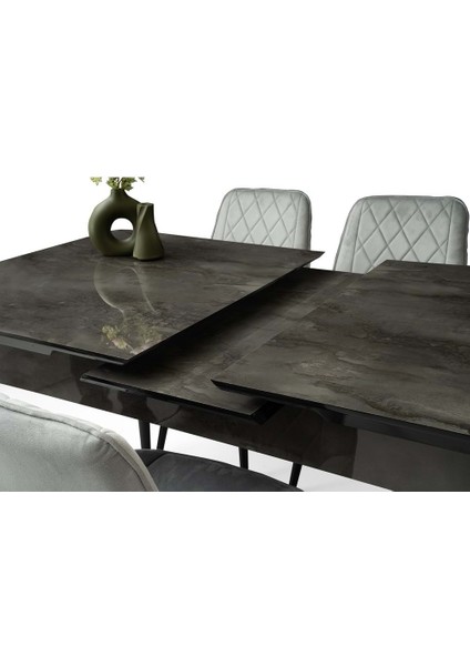 Mobilgen Irony 4 Adet Fulya Sandalye 160+37 Kelebek Tekno Kenar HG Açılabilir Masa Takımı