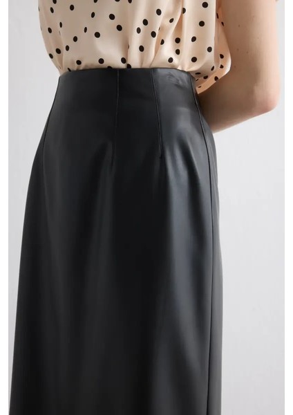 Uzun Suni Deri Etek - Siyah modelleri
