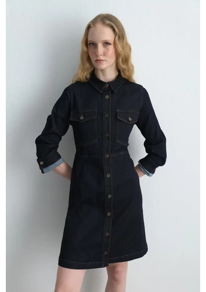 Tencel Denim Elbise - Lacivert