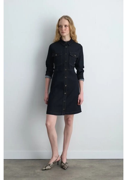 Tencel Denim Elbise - Lacivert fiyatları