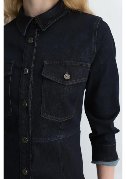 Tencel Denim Elbise - Lacivert modelleri