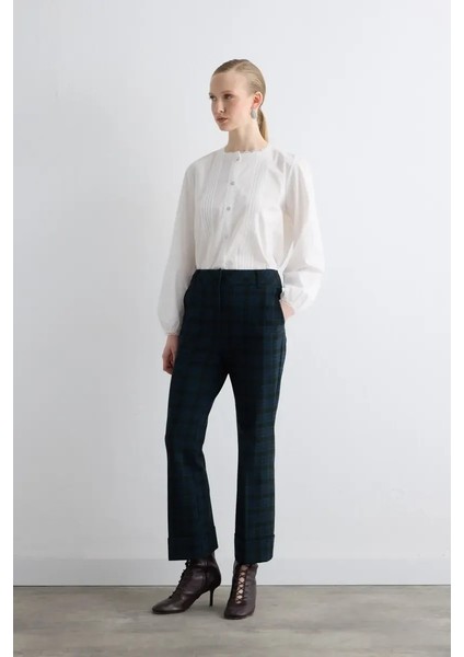 Duble Paça Ekose Pantolon - Lacivert modelleri