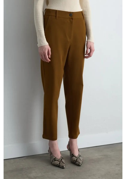 Kanvas Mom Pantolon - Camel