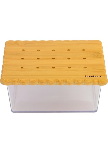 Biscuit Bambu Kapaklı Plastik Gıda Saklama Kabı, Çok Amaçlı Gıda Saklama Kabı, Mutfak Organizeri