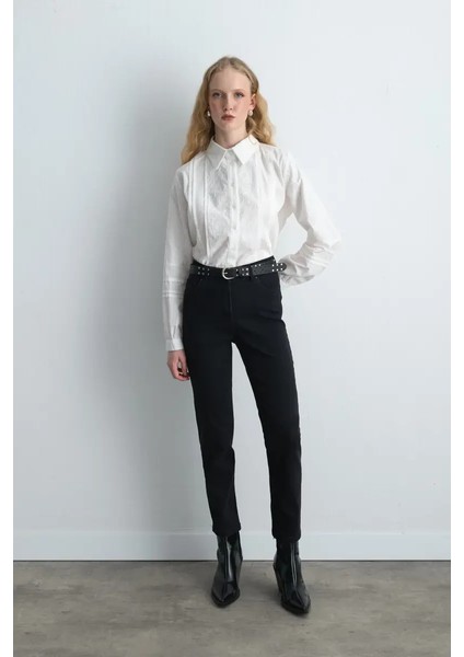Tencel Denim Black Slim Pantolon - Siyah