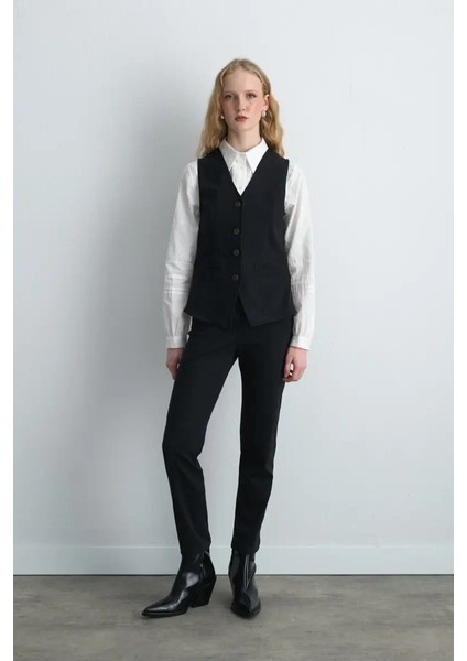 Tencel Denim Black Slim Pantolon - Siyah modelleri