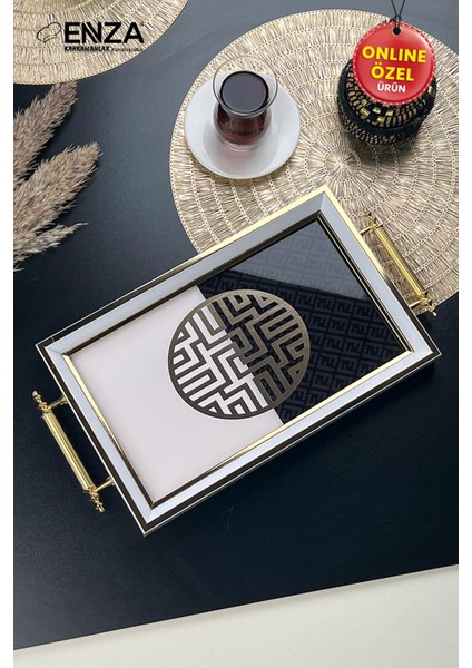 Mint Beyaz Çay Kahve Kahvaltılık ve Sunum Tepsisi