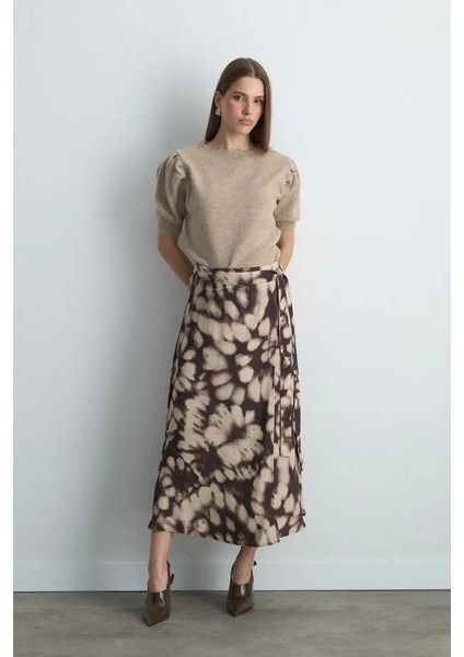 Anvelop Kesim Uzun Viskon Etek - Kahverengi