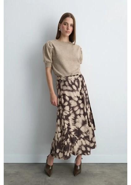 Anvelop Kesim Uzun Viskon Etek - Kahverengi fiyatları