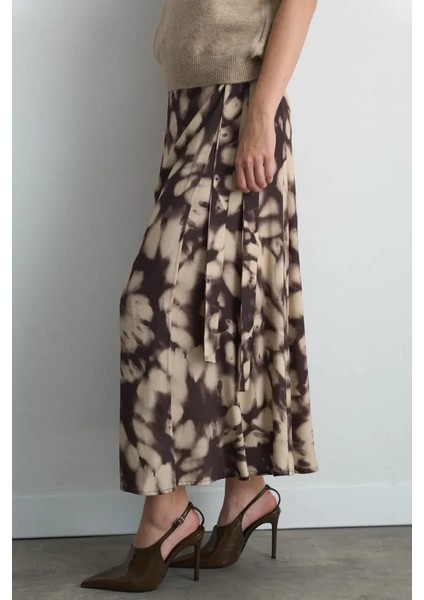 Anvelop Kesim Uzun Viskon Etek - Kahverengi modelleri