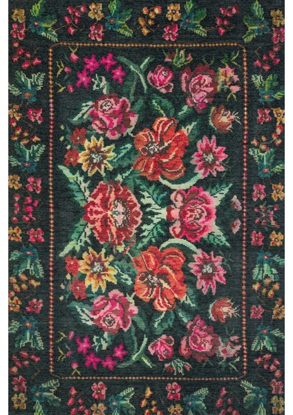 Kırmızı Karabağ Modern Etnik Desenli Halı | Makinada Yıkanabilir | Hav Toz Vermez | Leke Tutmayaz | Kaymaz Taban | Dijital Makine Baskı | Salon Yolluk Mutfak Halısı