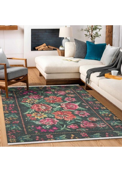 Kırmızı Karabağ Modern Etnik Desenli Halı | Makinada Yıkanabilir | Hav Toz Vermez | Leke Tutmayaz | Kaymaz Taban | Dijital Makine Baskı | Salon Yolluk Mutfak Halısı modelleri