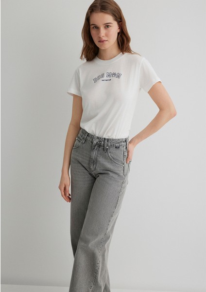 Köpek Baskılı Ekru Tişört 1613194-70057