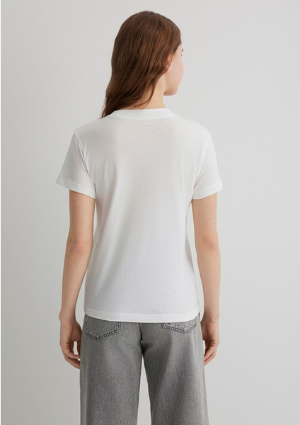 Köpek Baskılı Ekru Tişört 1613194-70057