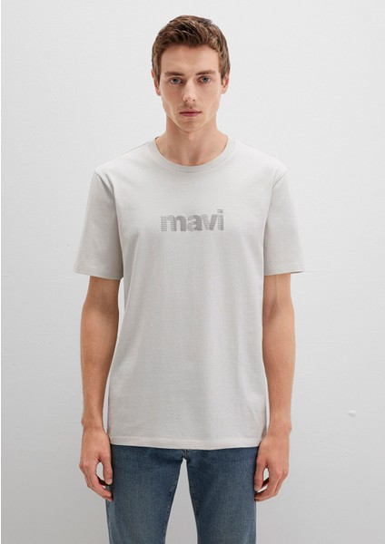 Mavi Logo Baskılı Gri Tişört 0612936-80192