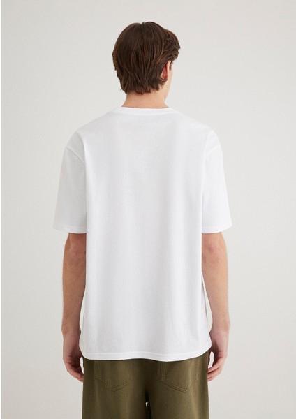 Keep Calm Baskılı Beyaz Tişört 0612463-620