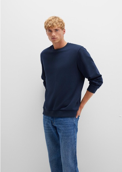 Bisiklet Yaka Lacivert Sweatshirt 0S10421-70490