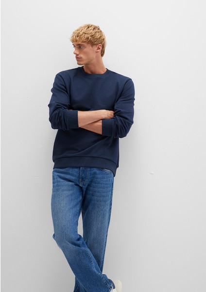 Bisiklet Yaka Lacivert Sweatshirt 0S10421-70490