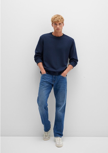 Bisiklet Yaka Lacivert Sweatshirt 0S10421-70490