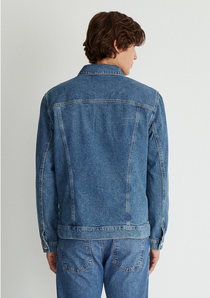 Frank 90lar Puslu Indigo Mavisi Jean Ceket 0115280974