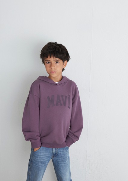 Mavi Logo Baskılı Mor Sweatshirt 6S10143-70656