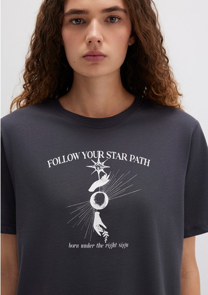Astroloji Baskılı Antrasit Tişört 1613525-70087