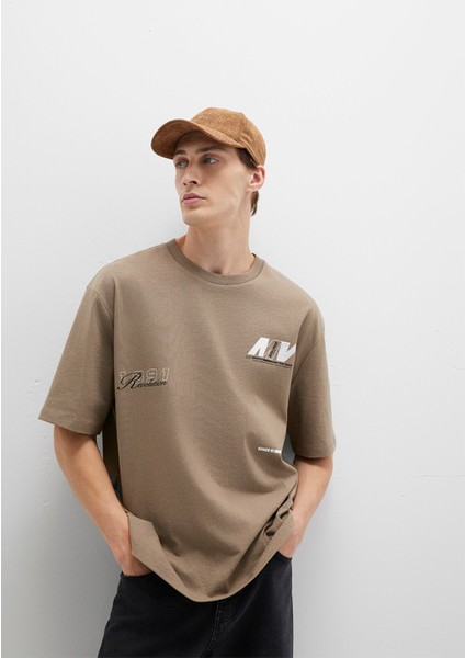 Baskılı Haki Tişört 0612912-70355