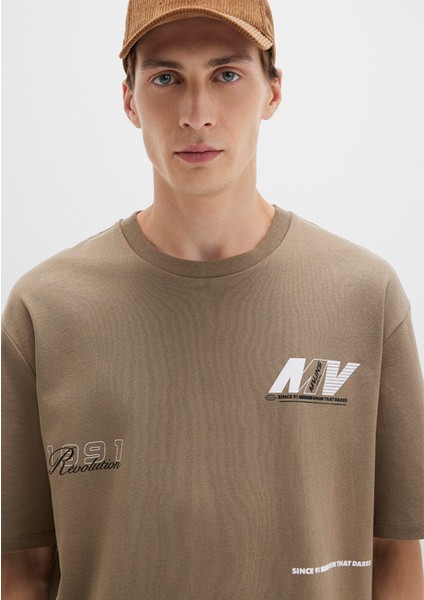 Baskılı Haki Tişört 0612912-70355